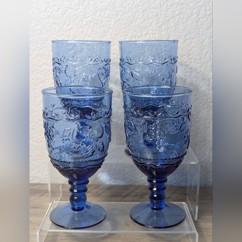 Blue Glass Goblets Set Of 4